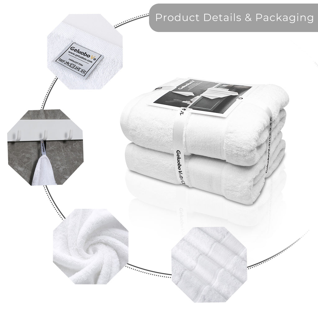 GELUOBOV Luxury 100% Cotton Bath Towel(Large Size), 24×47 in, Quick-Dry & Highly Absorbent, Fluffy & Durable, Low-Lint, Hotel Quality, Nordic Style,  for Home, Spa, Gym, Travel