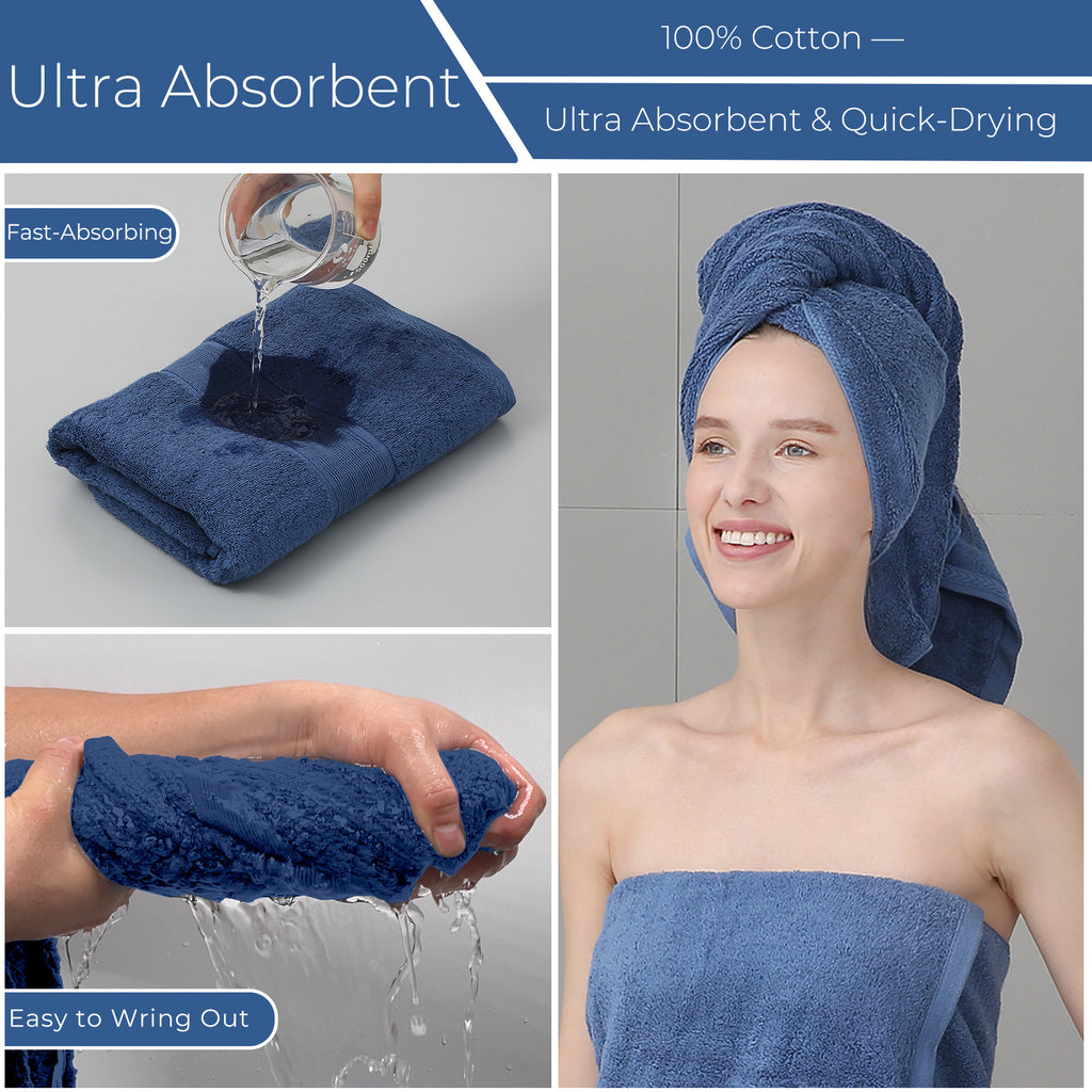 GELUOBOV Luxury 100% Cotton Bath Towels, Quick-Dry & Highly Absorbent, Fluffy & Durable, Low-Lint, Hotel Quality, Nordic Style, Large 24×47 in, for Home, Spa, Gym, Travel