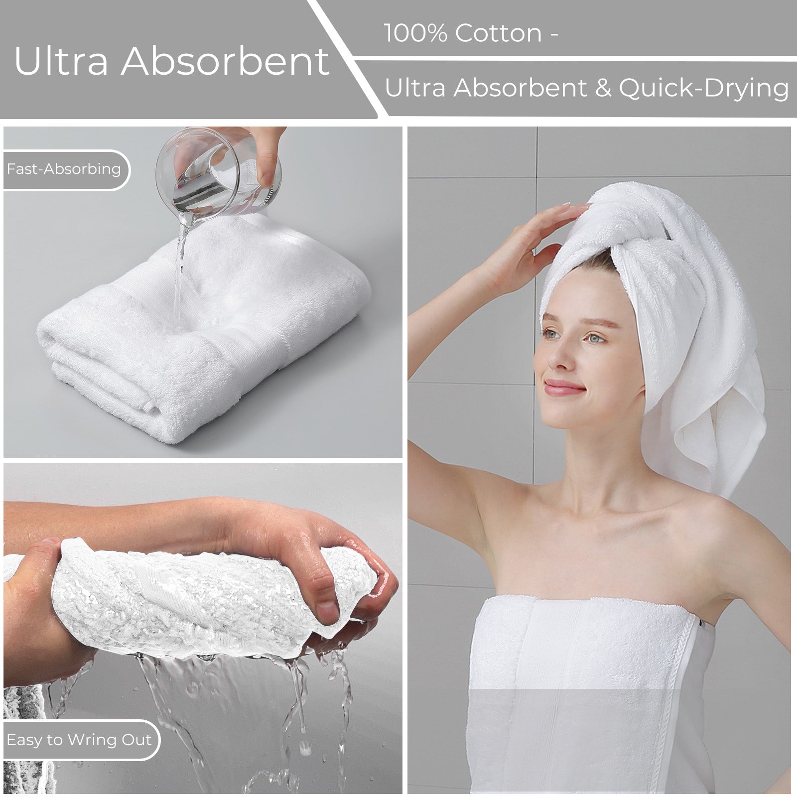 GELUOBOV Luxury 100% Cotton Bath Towel(Large Size), 24×47 in, Quick-Dry & Highly Absorbent, Fluffy & Durable, Low-Lint, Hotel Quality, Nordic Style,  for Home, Spa, Gym, Travel