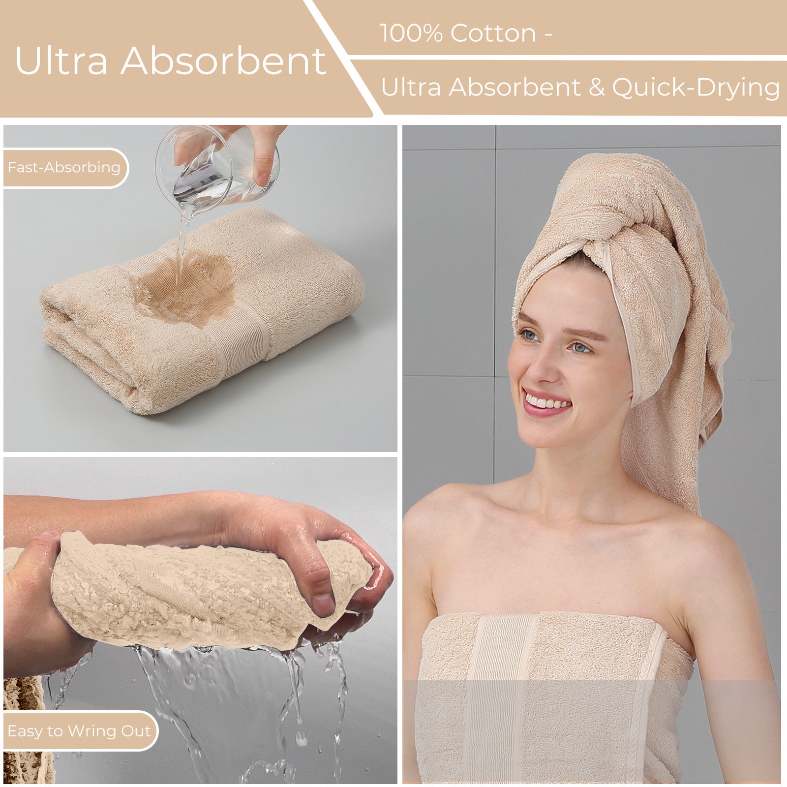 GELUOBOV Luxury 100% Cotton Bath Towel(Large Size), 24×47 in, Quick-Dry & Highly Absorbent, Fluffy & Durable, Low-Lint, Hotel Quality, Nordic Style,  for Home, Spa, Gym, Travel