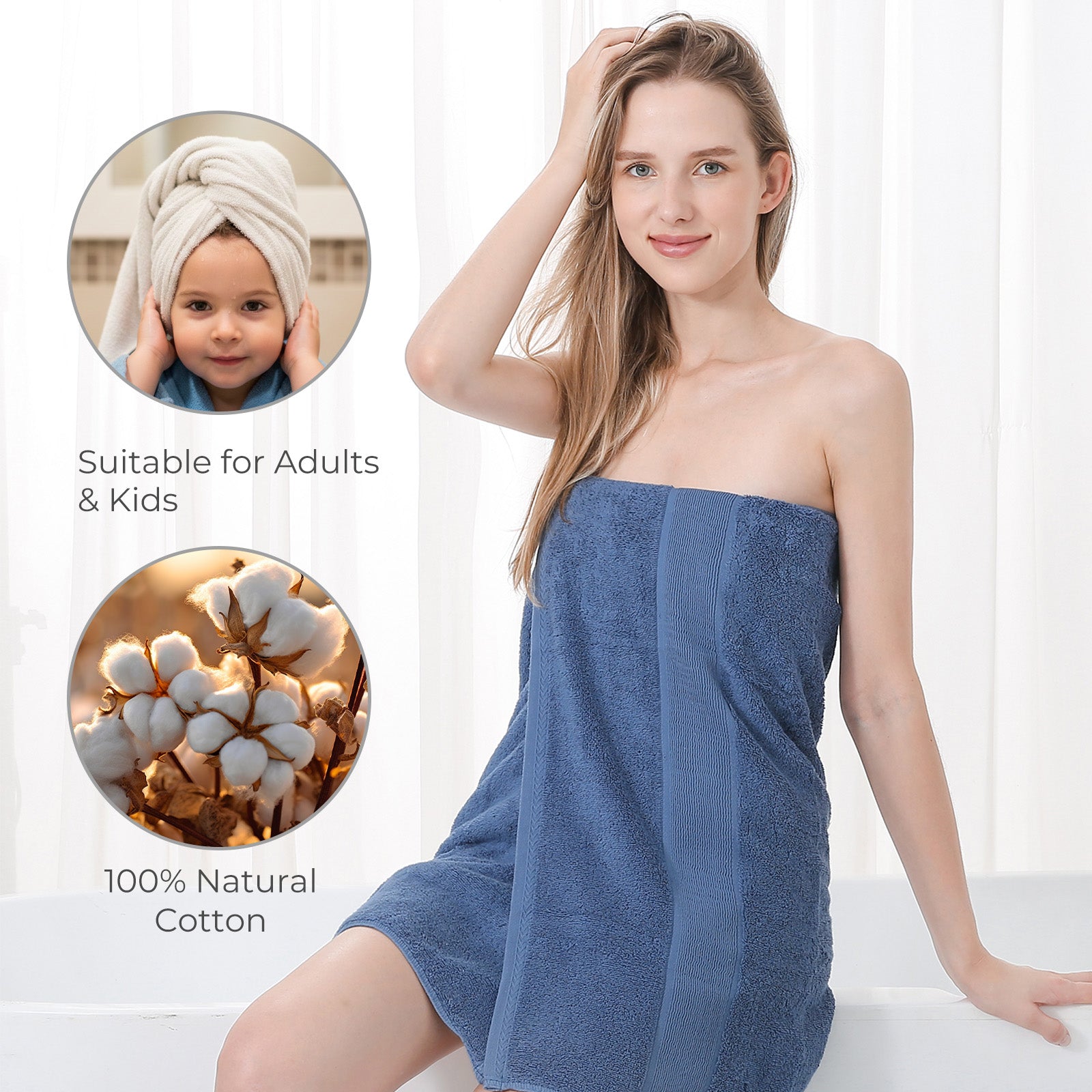 GELUOBOV Luxury 100% Cotton Bath Towels, Quick-Dry & Highly Absorbent, Fluffy & Durable, Low-Lint, Hotel Quality, Nordic Style, Large 24×47 in, for Home, Spa, Gym, Travel