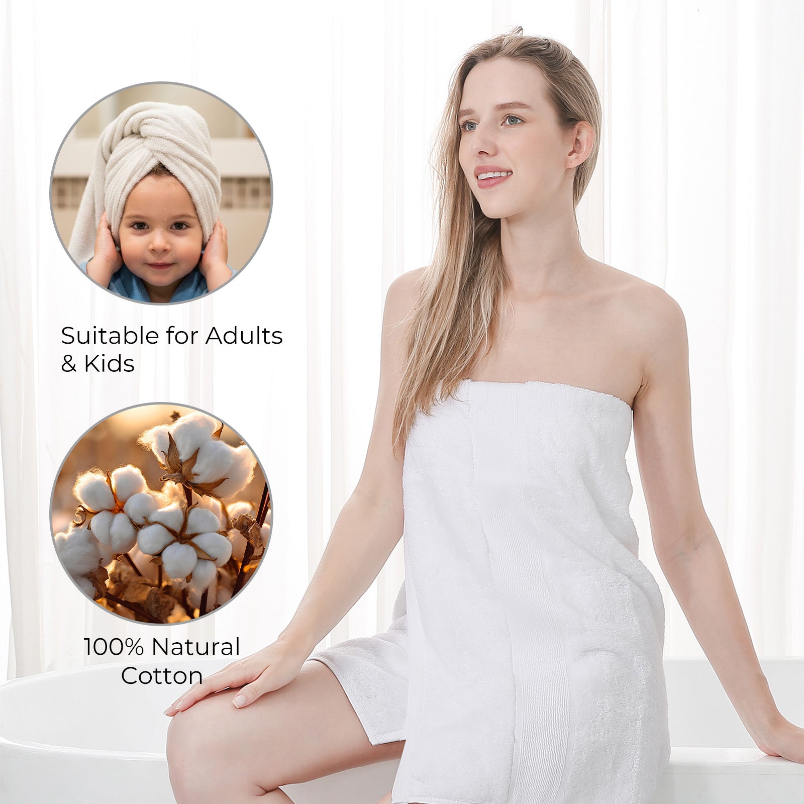 GELUOBOV Luxury 100% Cotton Bath Towel(Large Size), 24×47 in, Quick-Dry & Highly Absorbent, Fluffy & Durable, Low-Lint, Hotel Quality, Nordic Style,  for Home, Spa, Gym, Travel