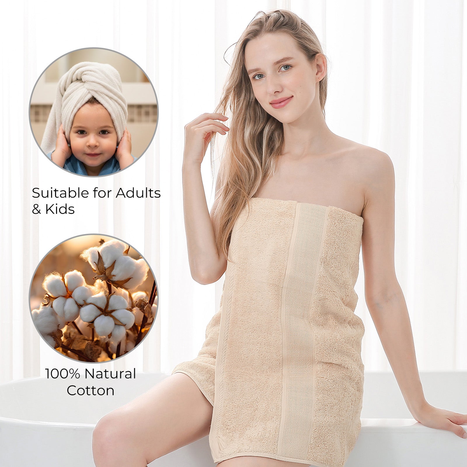 GELUOBOV Luxury 100% Cotton Bath Towel(Large Size), 24×47 in, Quick-Dry & Highly Absorbent, Fluffy & Durable, Low-Lint, Hotel Quality, Nordic Style,  for Home, Spa, Gym, Travel