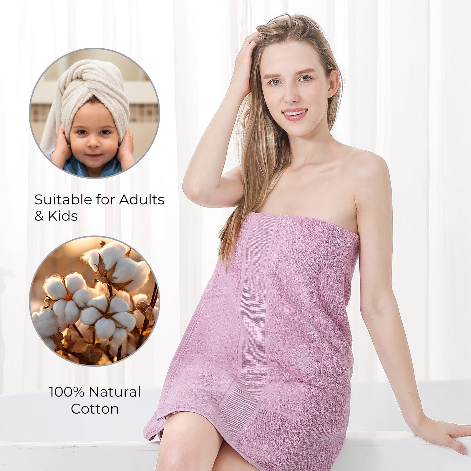 GELUOBOV Luxury 100% Cotton Bath Towel(Large Size), 24×47 in, Quick-Dry & Highly Absorbent, Fluffy & Durable, Low-Lint, Hotel Quality, Nordic Style,  for Home, Spa, Gym, Travel