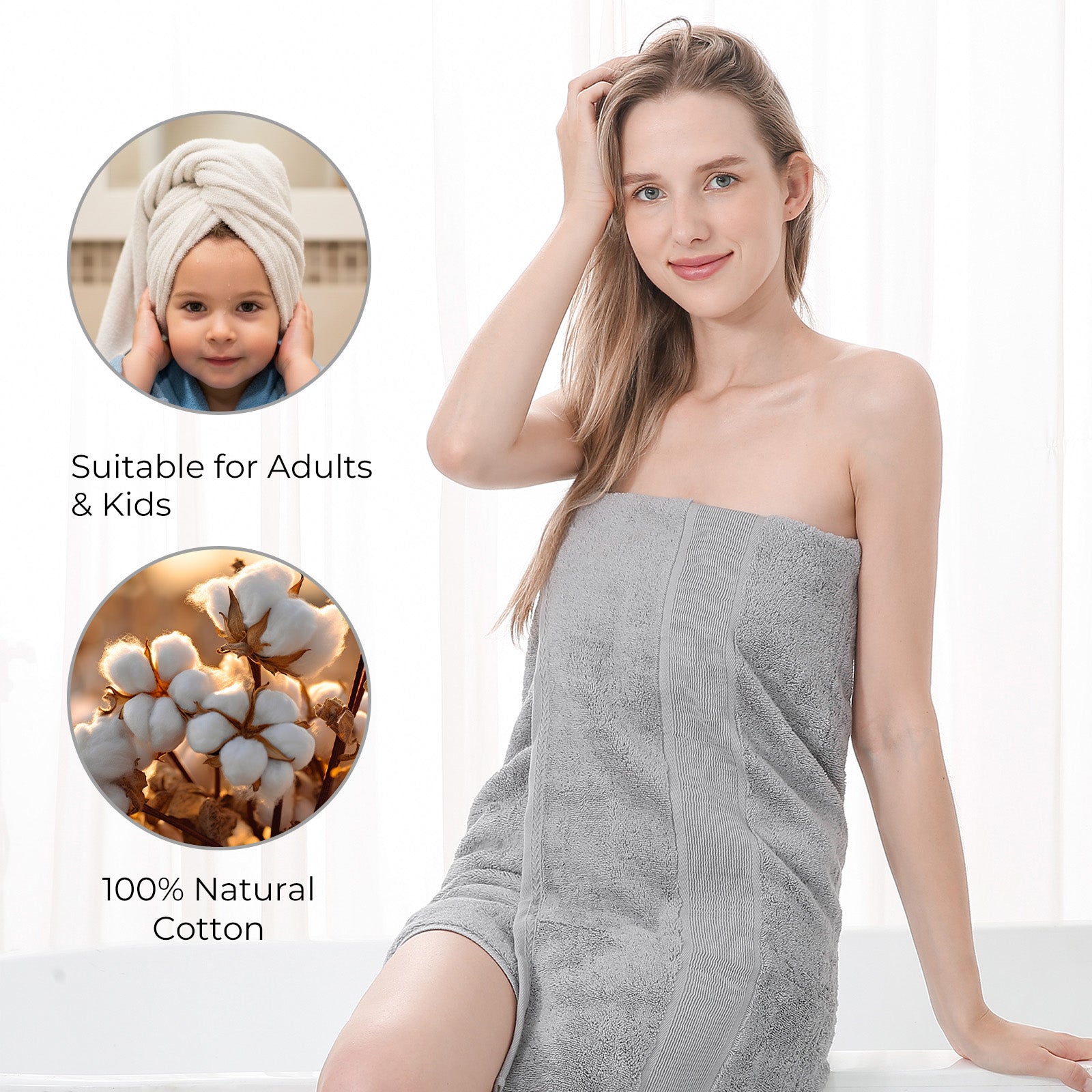 GELUOBOV Luxury 100% Cotton Bath Towels, Quick-Dry & Highly Absorbent, Fluffy & Durable, Low-Lint, Hotel Quality, Nordic Style, Large 24×47 in, for Home, Spa, Gym, Travel