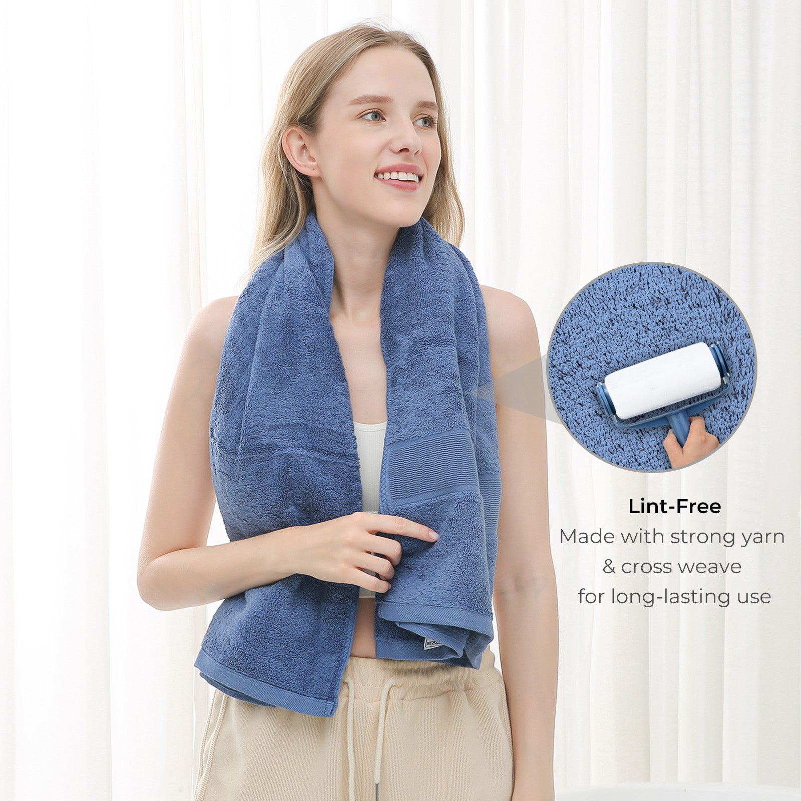 GELUOBOV Luxury 100% Cotton Bath Towels, Quick-Dry & Highly Absorbent, Fluffy & Durable, Low-Lint, Hotel Quality, Nordic Style, Large 24×47 in, for Home, Spa, Gym, Travel