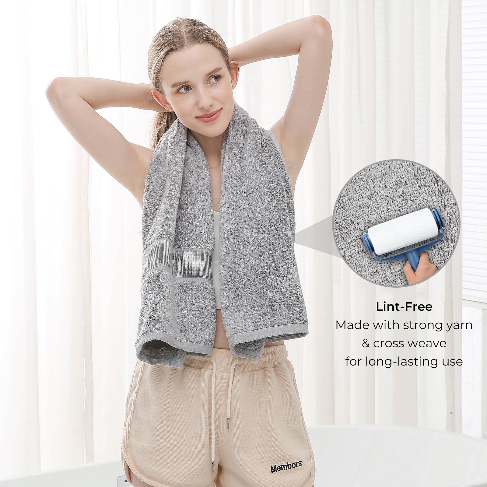 GELUOBOV Luxury 100% Cotton Bath Towels, Quick-Dry & Highly Absorbent, Fluffy & Durable, Low-Lint, Hotel Quality, Nordic Style, Large 24×47 in, for Home, Spa, Gym, Travel