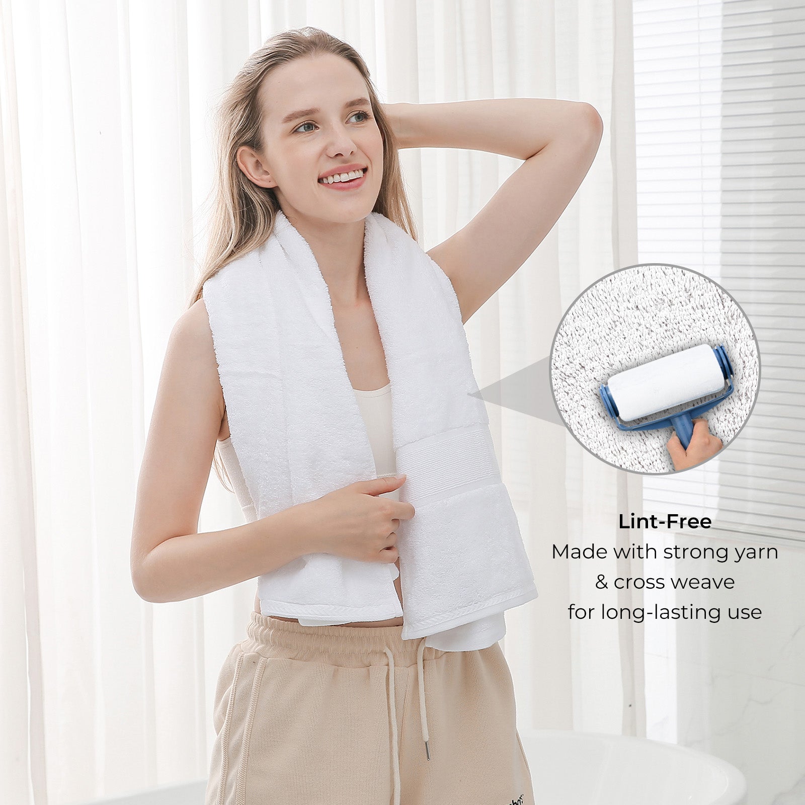 GELUOBOV Luxury 100% Cotton Bath Towel(Large Size), 24×47 in, Quick-Dry & Highly Absorbent, Fluffy & Durable, Low-Lint, Hotel Quality, Nordic Style,  for Home, Spa, Gym, Travel