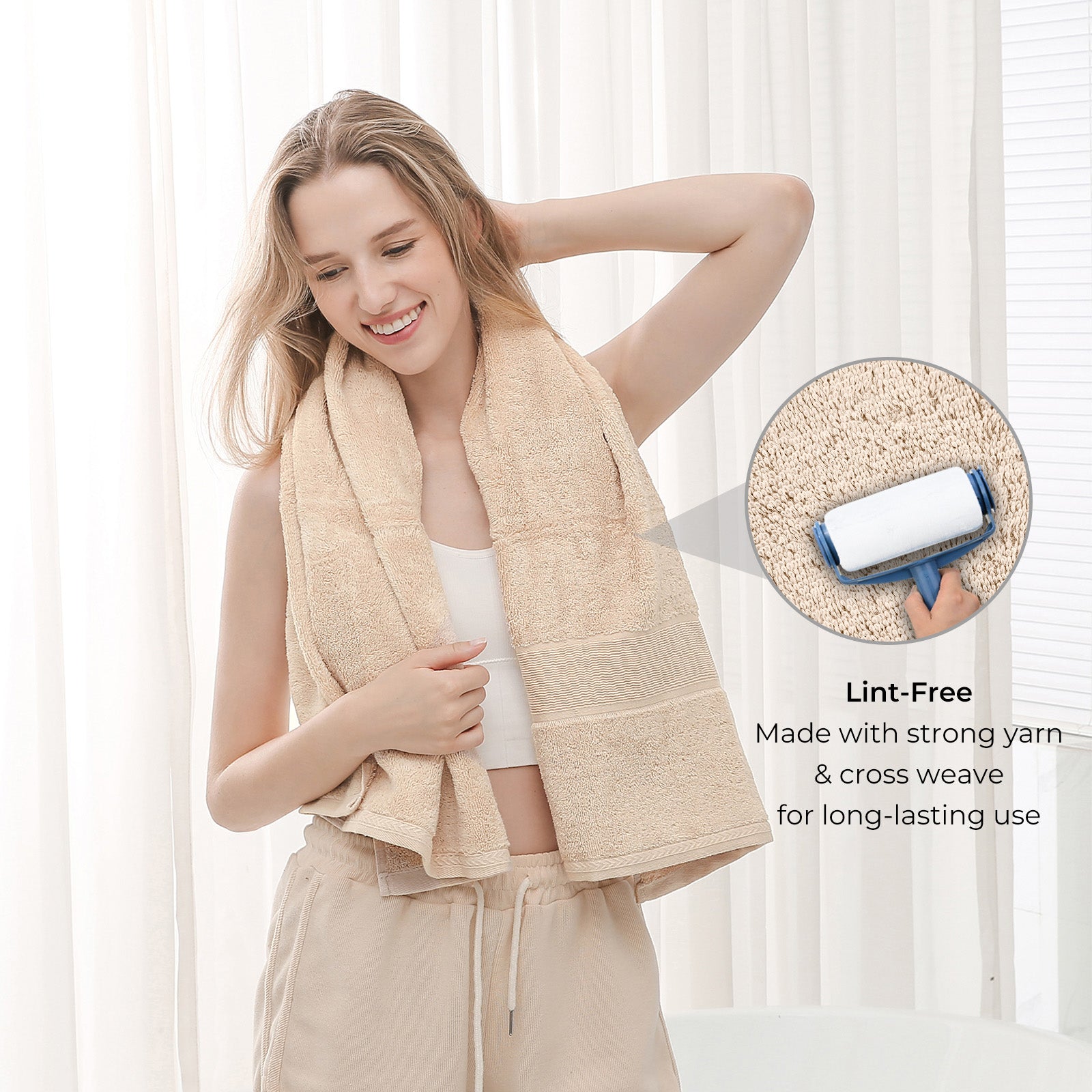 GELUOBOV Luxury 100% Cotton Bath Towel(Large Size), 24×47 in, Quick-Dry & Highly Absorbent, Fluffy & Durable, Low-Lint, Hotel Quality, Nordic Style,  for Home, Spa, Gym, Travel