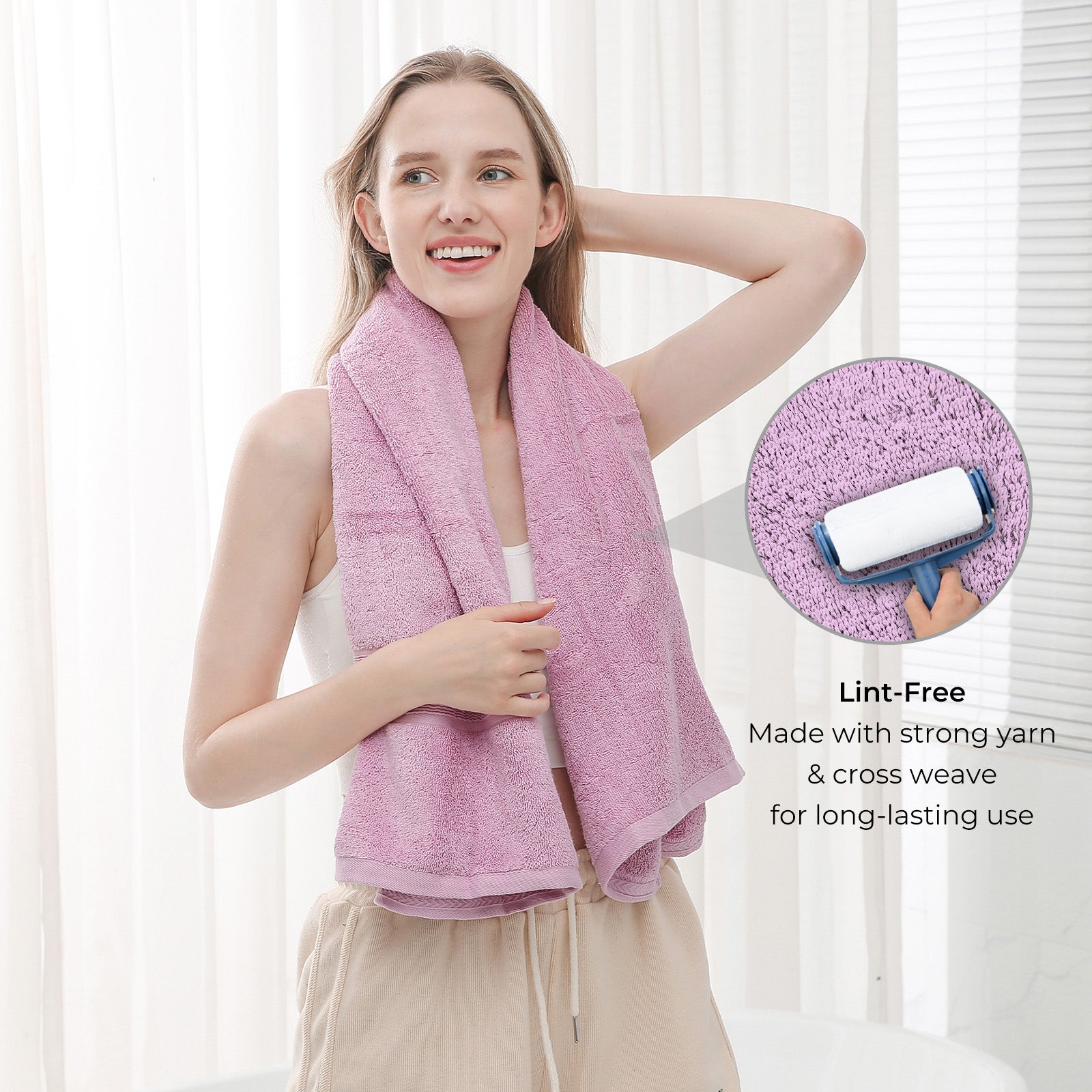 GELUOBOV Luxury 100% Cotton Bath Towel(Large Size), 24×47 in, Quick-Dry & Highly Absorbent, Fluffy & Durable, Low-Lint, Hotel Quality, Nordic Style,  for Home, Spa, Gym, Travel